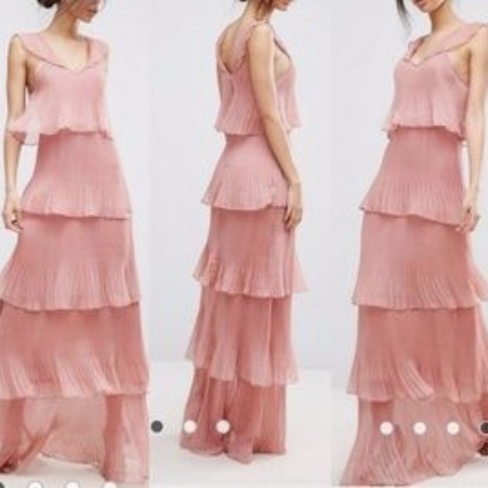 True Decadence NEW Dusty Pink Pleated Maxi Dress